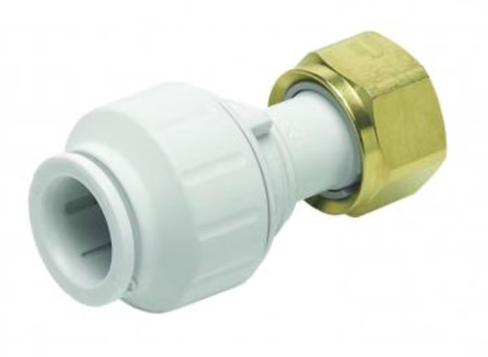 15mm x 1/2" Speedfit Straight Tap Connector White (brass nut)