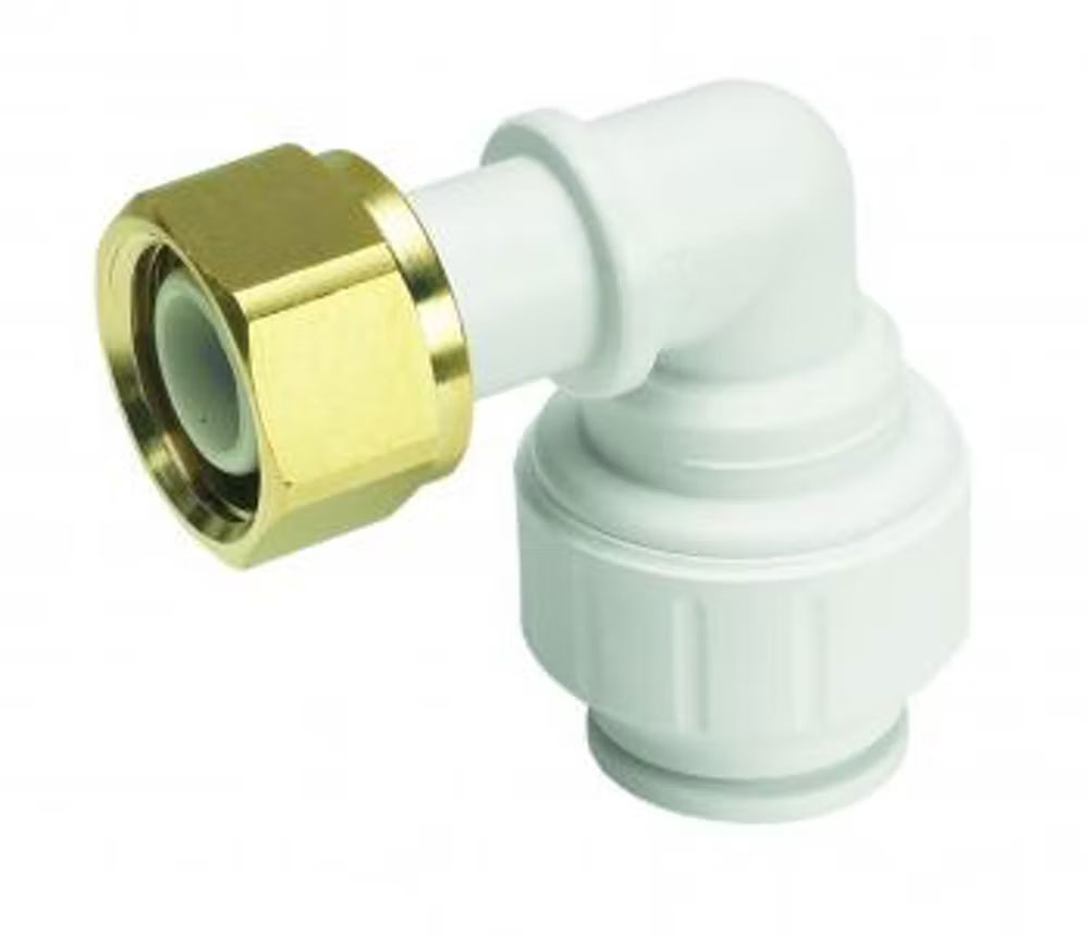 15mm x 1/2" Speedfit Bent Tap Connector White (brass nut)