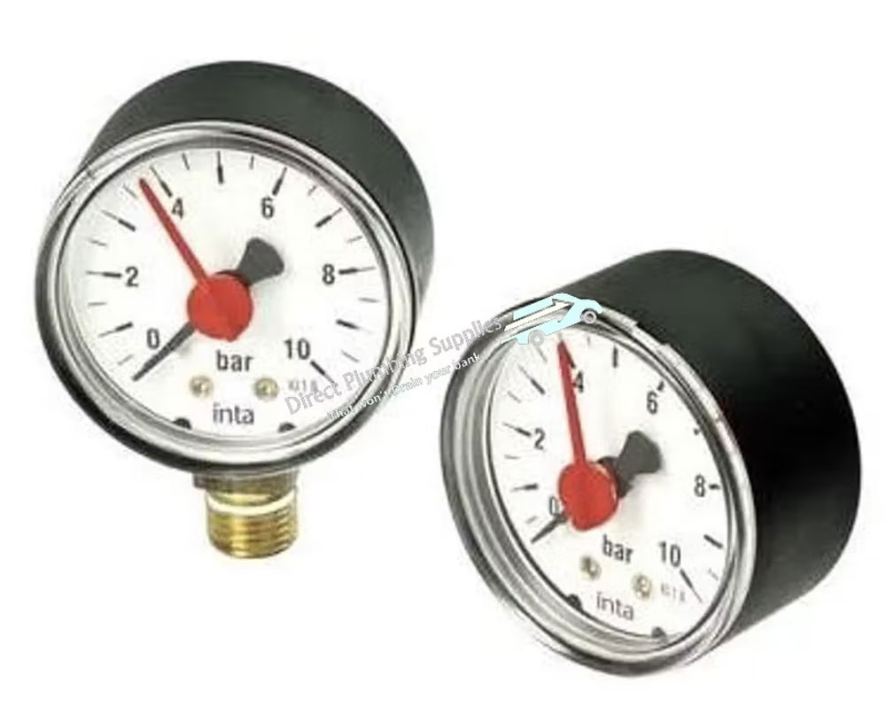 0-6Bar 1/4" Back Connection Pressure Gauge With PTFE Sealing Ring