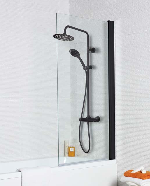 Bath Shower Screens Nero Straight Screen, Square Edge