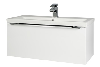 Furniture & Mirrors Kore 800mm Wall Mounted Drawer Unit & Ceramic Basin - White Gloss