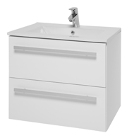 Furniture & Mirrors Purity 800mm Floor Standing 2 Drawer Unit & Ceramic Basin - White Gloss H 855 X W 800 X D 450