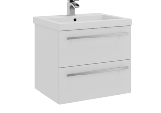 Furniture & Mirrors Purity 600mm W/M 2 Drawer Unit & Mid Depth Ceramic Basin - White Gloss H 500 X W 600 X D 450