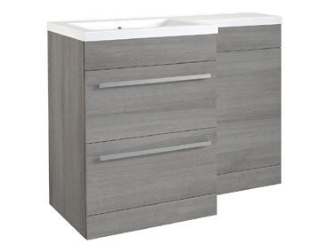 Furniture & Mirrors Matrix Matrix 2 Drawer L-Shaped Furniture Pack 1100mm Grey Ash - Includes Cistern