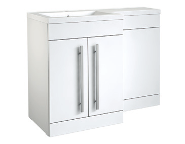 Furniture & Mirrors Matrix Matrix 2 Door L-Shaped Furniture Pack 1100mm White Gloss - Includes Cistern