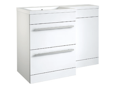 Furniture & Mirrors Matrix Matrix 2 Drawer L-Shaped Furniture Pack 1100mm White Gloss - Includes Cistern