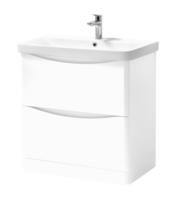 Furniture & Mirrors Arc 800mm Floor Standing 2 Drawer Unit & Ceramic Basin - White Gloss H 840 X W 800 X D 460