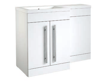 MATRIX MATRIX 2 DOOR L-SHAPED FURNITURE PACK 1100MM WHITE - INCLUDES CISTERN